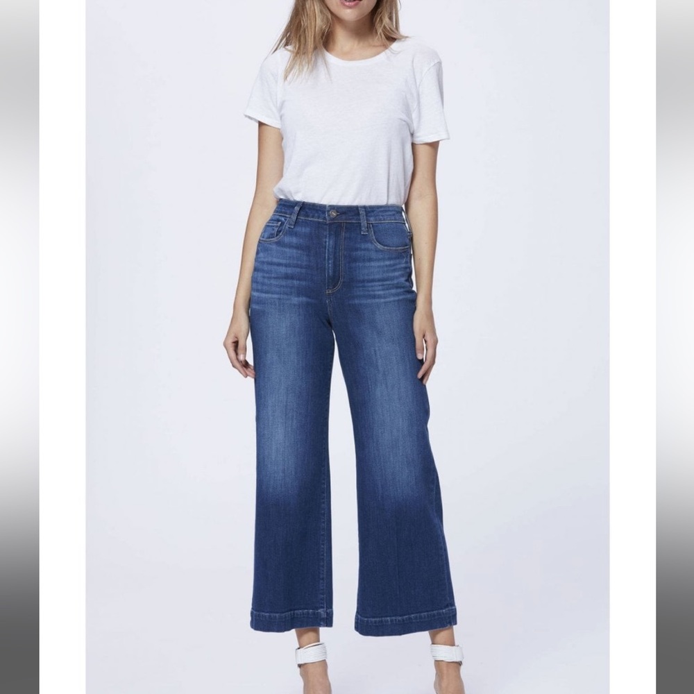 PAIGE Anessa Wide Leg Crop Jeans in Big Bear